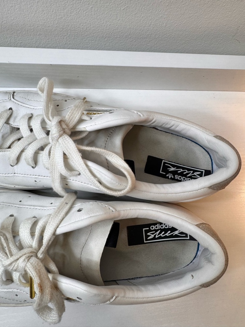 adidas White Sneakers with Gold Logo Accent - Picture 5 of 6